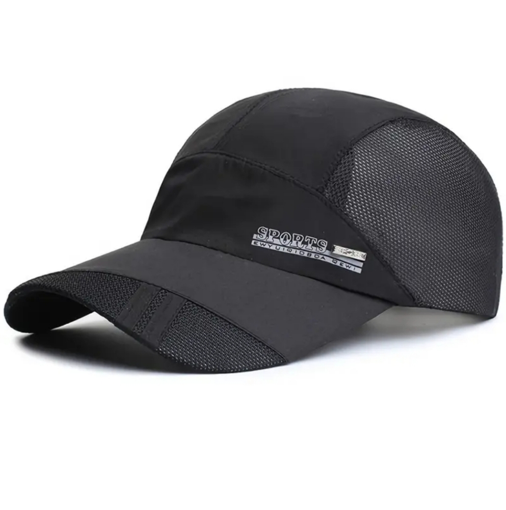 Black Sports Baseball Cap With Mesh Sides. NWOT. Unisex.